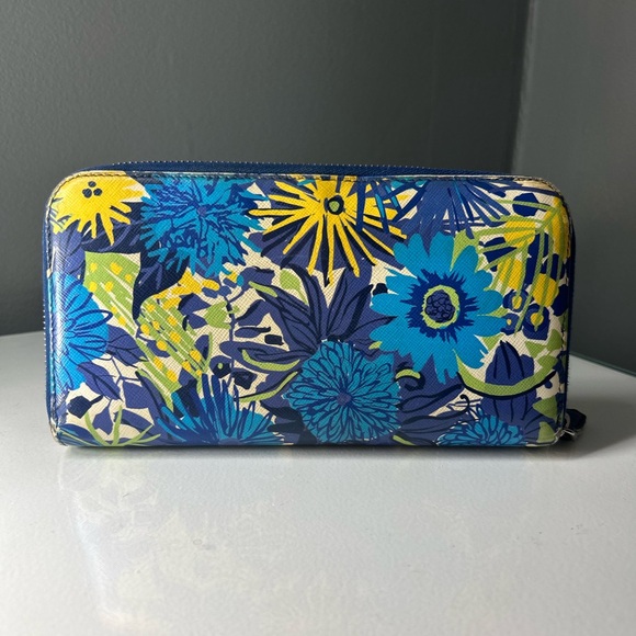 Prada blue Floral Zippy long wallet - Picture 4 of 5